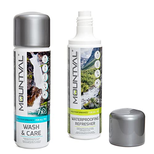 Mountval Wet Weather Clothing Care Set, Mountval Wash & Care (315ml), Mountval Waterproofing Refresher (300ml), Protection for Technical and Wet Weather Clothing, Equipment & Hiking Gear incl. GORE-TEX - Image 2