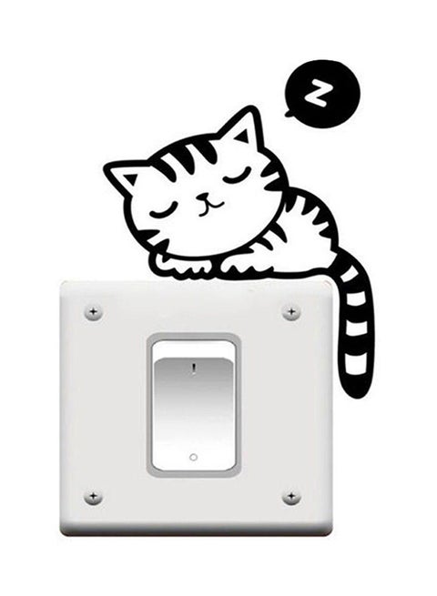 2-Piece Cute Cat Switch Sticker Set Black 12x17centimeter