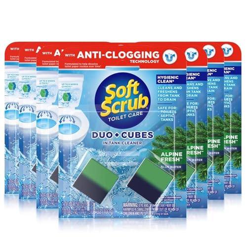 Soft Scrub InTank Toilet Cleaner DuoCubes Alpine Fresh 2 Ct Pack of 7 Cleans Freshens Helps Fight Toilet Ring Hard Water Limescale Stains - Image 1