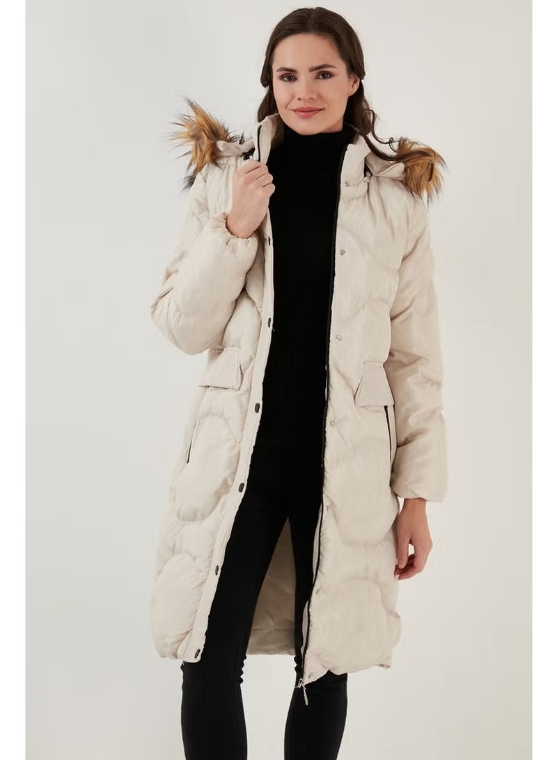 Lela Faux Fur Collar Removable Hooded Quilted Winter Puffer Long Coat Women'S COAT 6477401 - Image 1