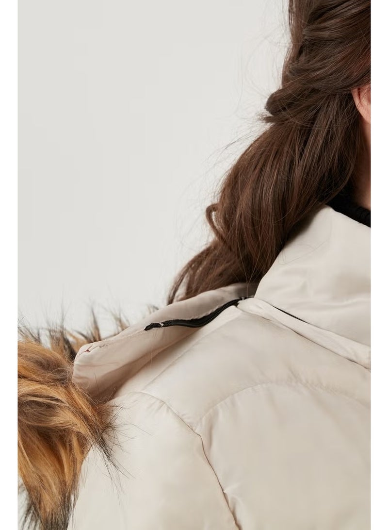 Lela Faux Fur Collar Removable Hooded Quilted Winter Puffer Long Coat Women'S COAT 6477401 - Image 5