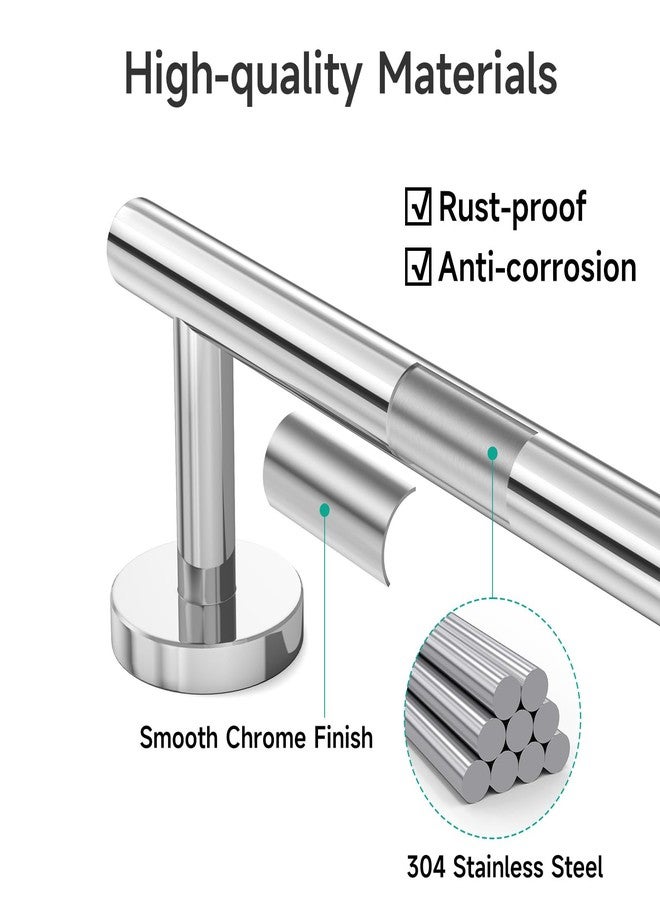USHOWER Polished Chrome Towel Bar, 24-Inch Towel Racks for Bathroom Wall-Mounted, SUS304 Stainless Steel Towel Rod (Total Length 26-Inch) - Image 3