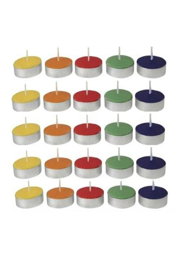 PANCIKAA Colored Wax Tea Light Candles Unscented (Multicolor, Pack of 50) - Image 2