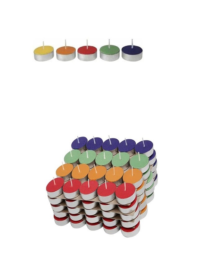 PANCIKAA Colored Wax Tea Light Candles Unscented (Multicolor, Pack of 50) - Image 3