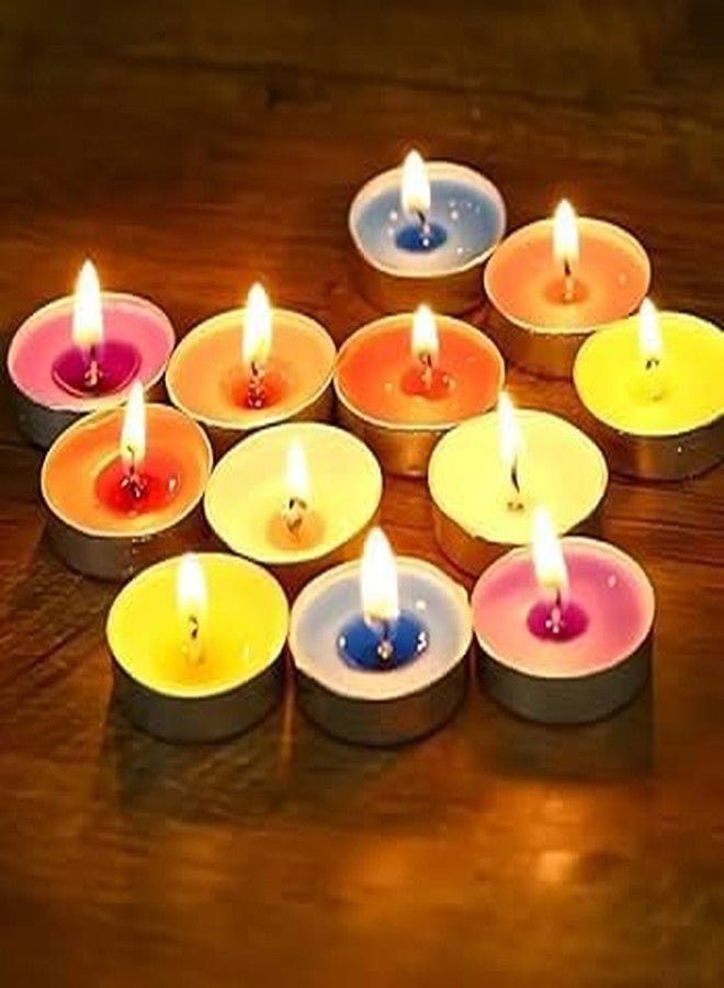 PANCIKAA Colored Wax Tea Light Candles Unscented (Multicolor, Pack of 50) - Image 5