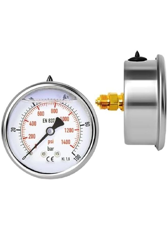 Waterproof Pressure Gauge 0 100Bar Stainless Steel Case For Water Filter Well Pump Air Tire - Image 2