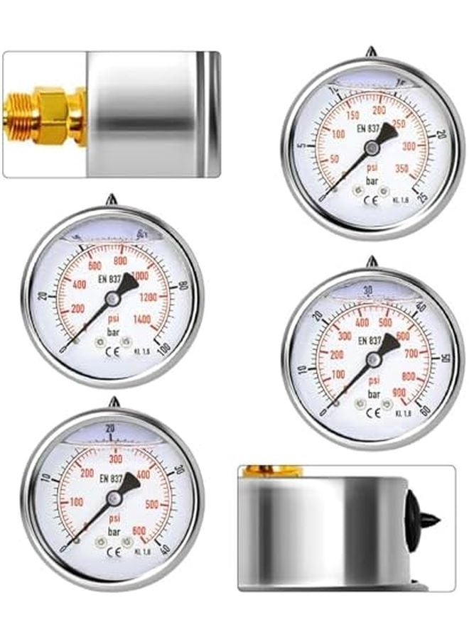 Waterproof Pressure Gauge 0 100Bar Stainless Steel Case For Water Filter Well Pump Air Tire - Image 5