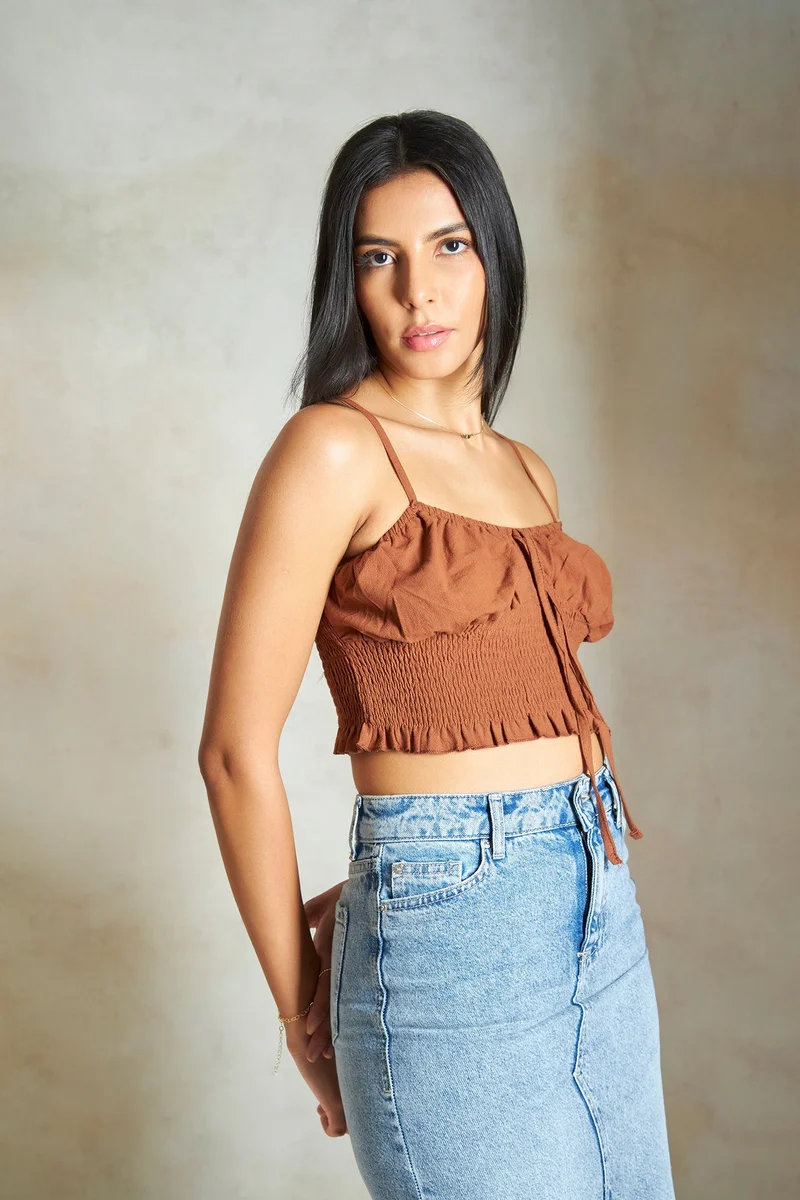 فيرجيو Cotton Strappy Vacation Bustier Crop Tops for Women