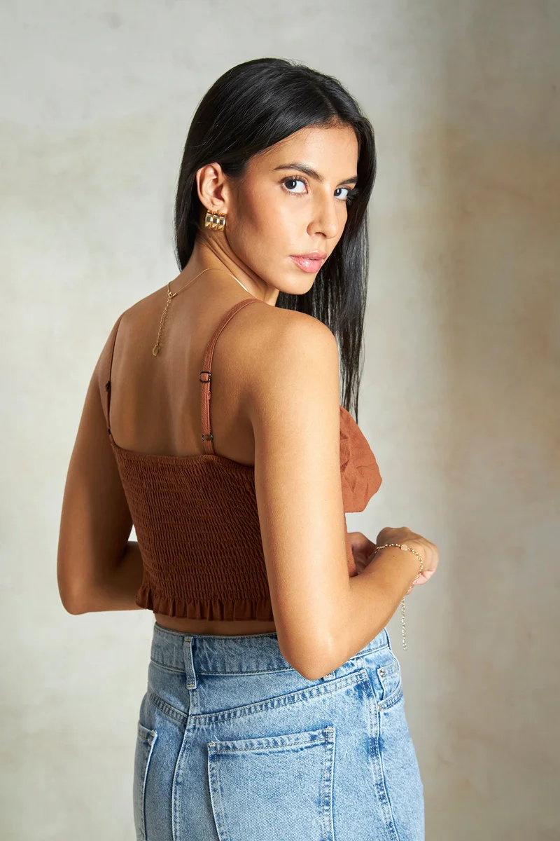 Virgio Cotton Strappy Vacation Bustier Crop Tops for Women