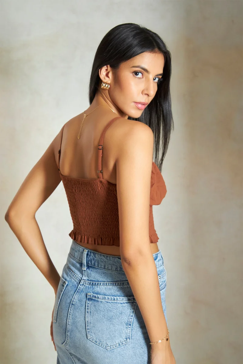 Virgio Cotton Strappy Vacation Bustier Crop Tops for Women