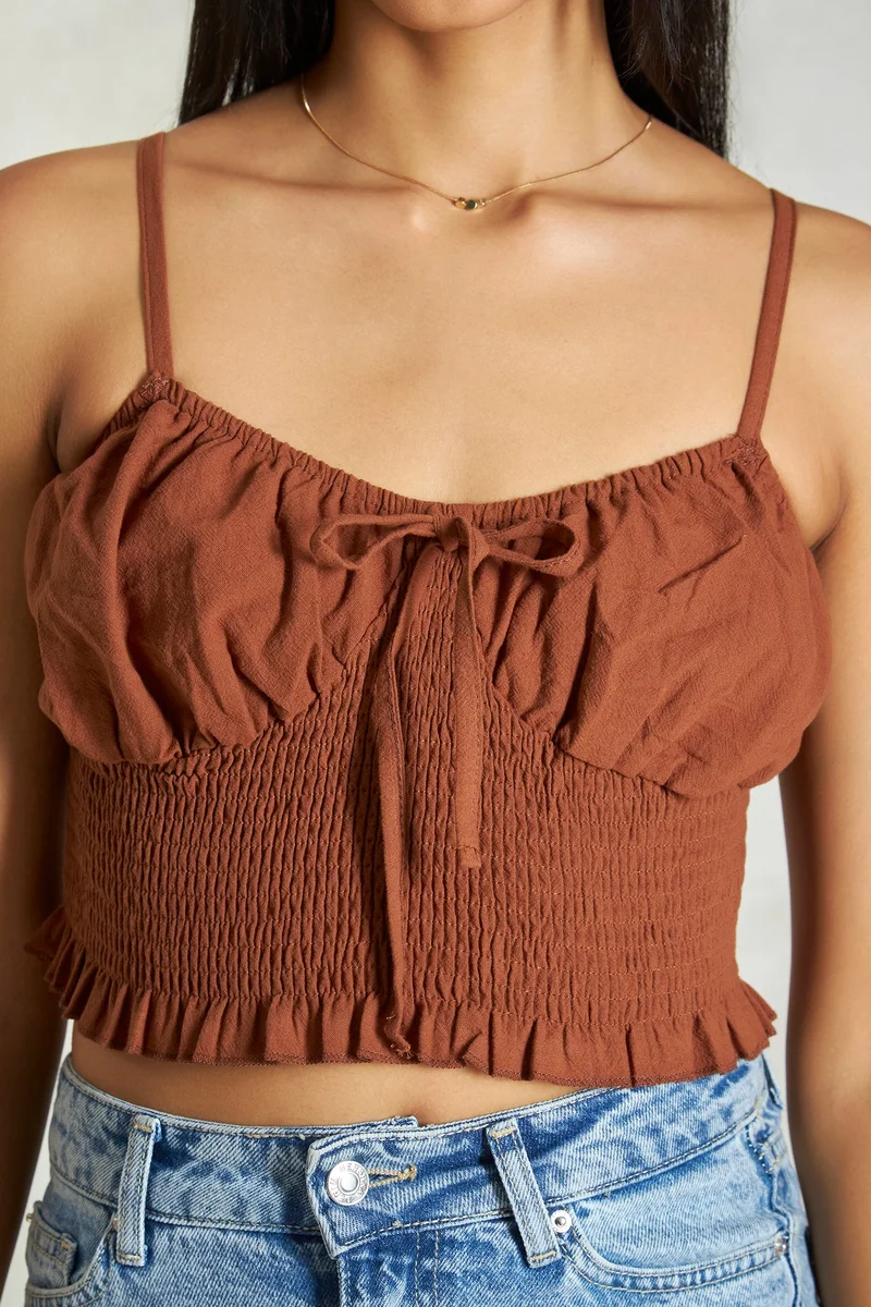Virgio Cotton Strappy Vacation Bustier Crop Tops for Women