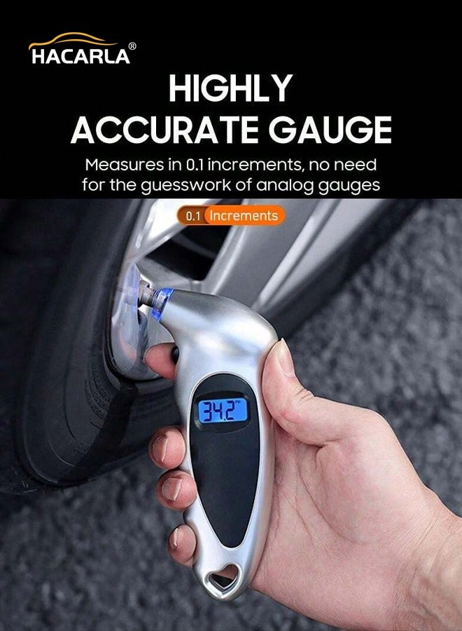 8 Pcs Black Car Tire Valve Stem Cap Tire Valve Cap Set Universal And 1 Pcs Digital Tyre Air Pressure Gauge Tester Tool Precisely Fill Your Tires