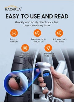 HACARLA 8 Pcs Black Car Tire Valve Stem Cap Tire Valve Cap Set Universal And 1 Pcs Digital Tyre Air Pressure Gauge Tester Tool Precisely Fill Your Tires  - Image 5