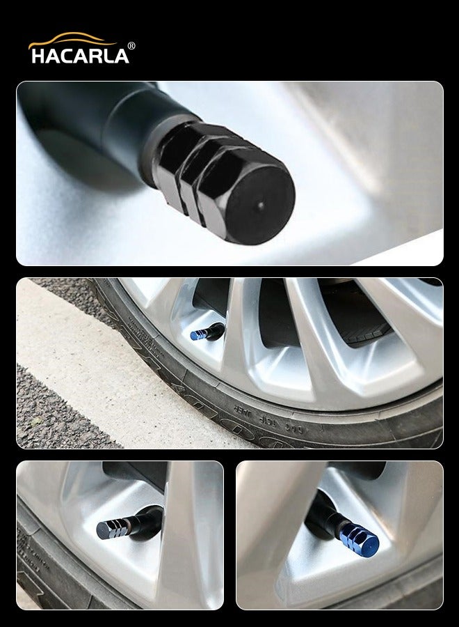 8 Pcs Black Car Tire Valve Stem Cap Tire Valve Cap Set Universal And 1 Pcs Digital Tyre Air Pressure Gauge Tester Tool Precisely Fill Your Tires