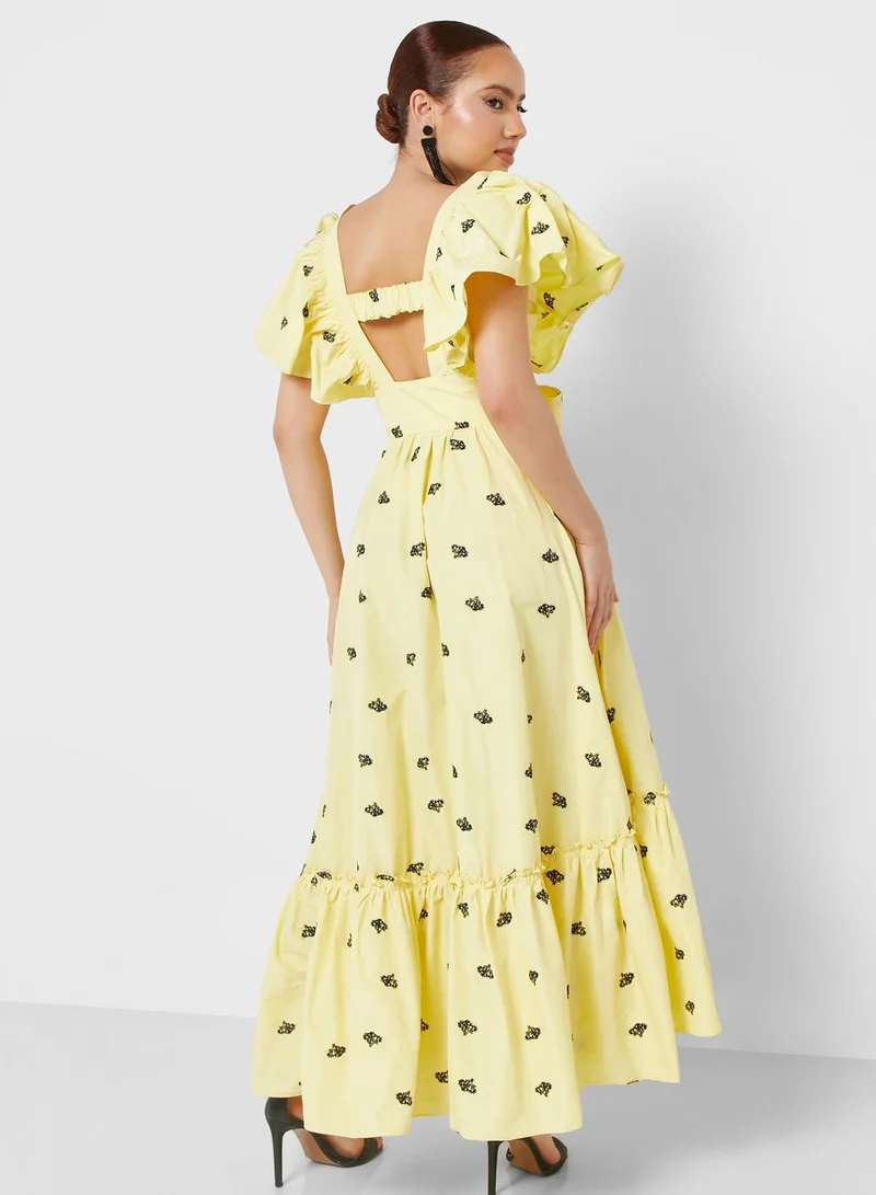 Nocturne Ruffled Floral Maxi Dress