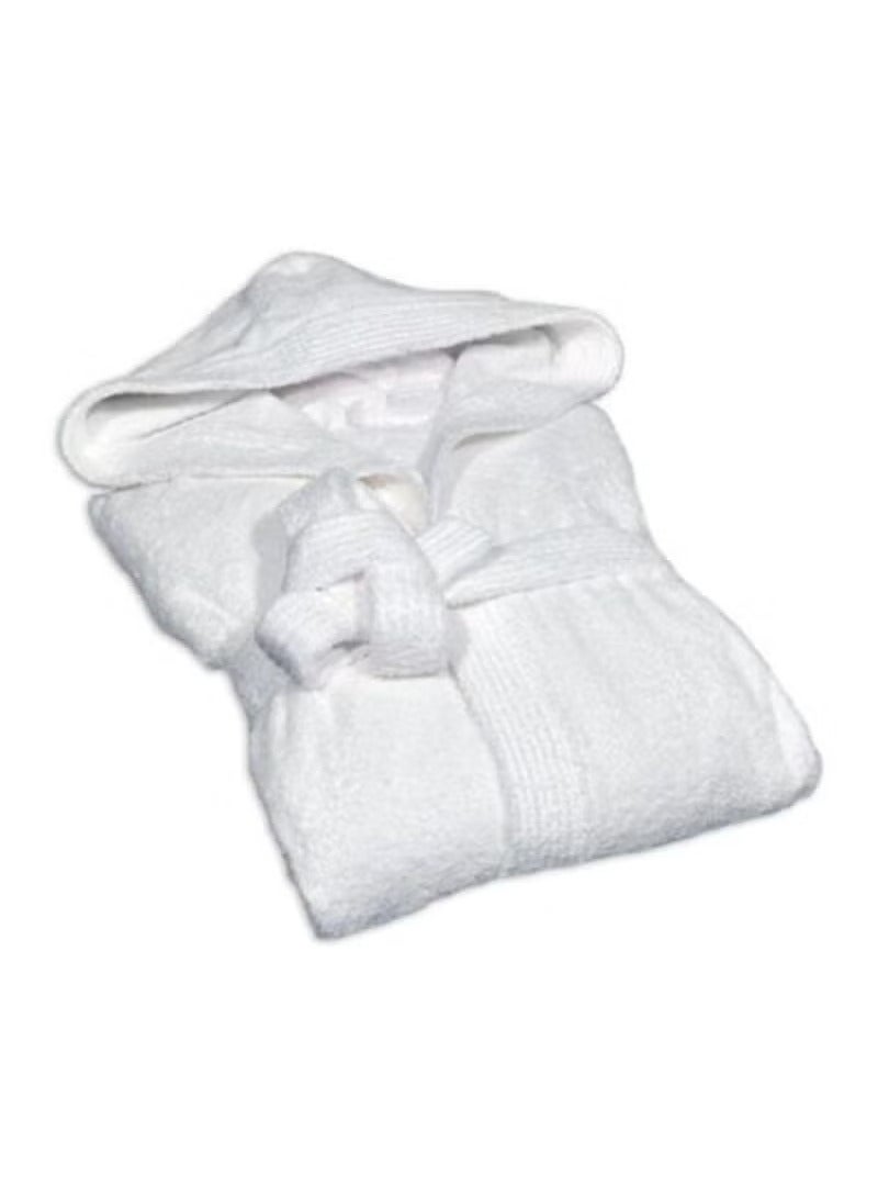 Hooded Terry Cotton Bathrobe White  - Image 2