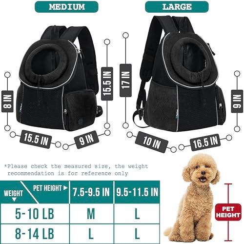 PetAmi Dog Carrier Backpack Hands Free Front Pet Carrier for Small Medium Cats Puppies Adjustable Ventilated Reflective Pet Travel Bag for Hiking Camping Biking Walking Up to 14 lbs Black - Image 3