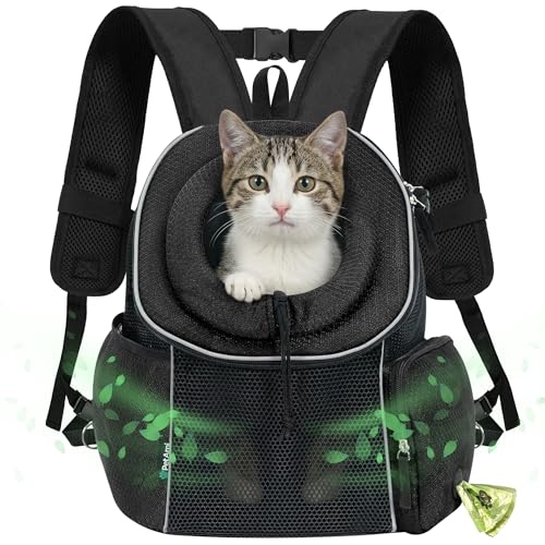 PetAmi Dog Carrier Backpack Hands Free Front Pet Carrier for Small Medium Cats Puppies Adjustable Ventilated Reflective Pet Travel Bag for Hiking Camping Biking Walking Up to 14 lbs Black - Image 1