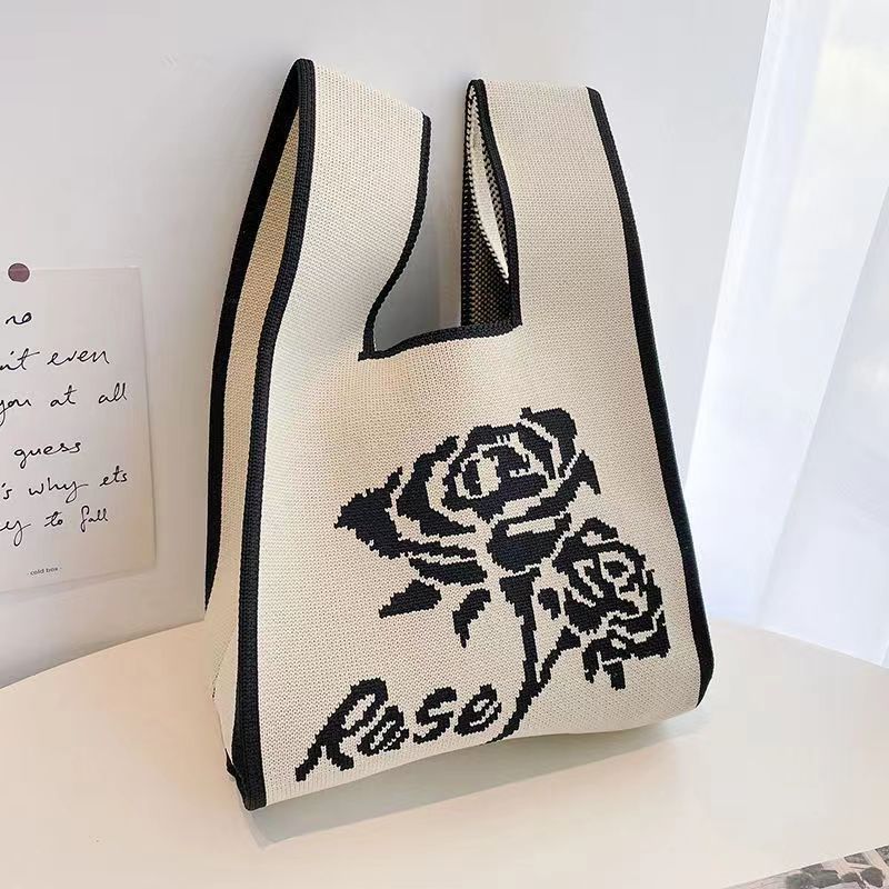 2024 Korean Ins New Year Knitted Bag Hand Bag Knitted Bag Knitted Bag Girls Vest Bag Small Square Bag - Image 1