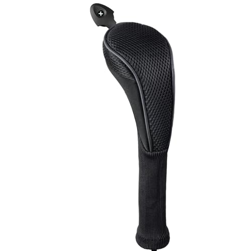 Andux 4 Pack Long Neck Golf Hybrid Club Head Covers Dial No. Tag CTMT-01 Black/Black - Image 2
