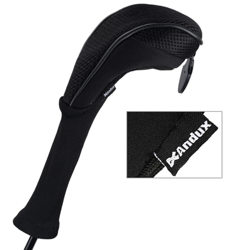 Andux 4 Pack Long Neck Golf Hybrid Club Head Covers Dial No. Tag CTMT-01 Black/Black - Image 4