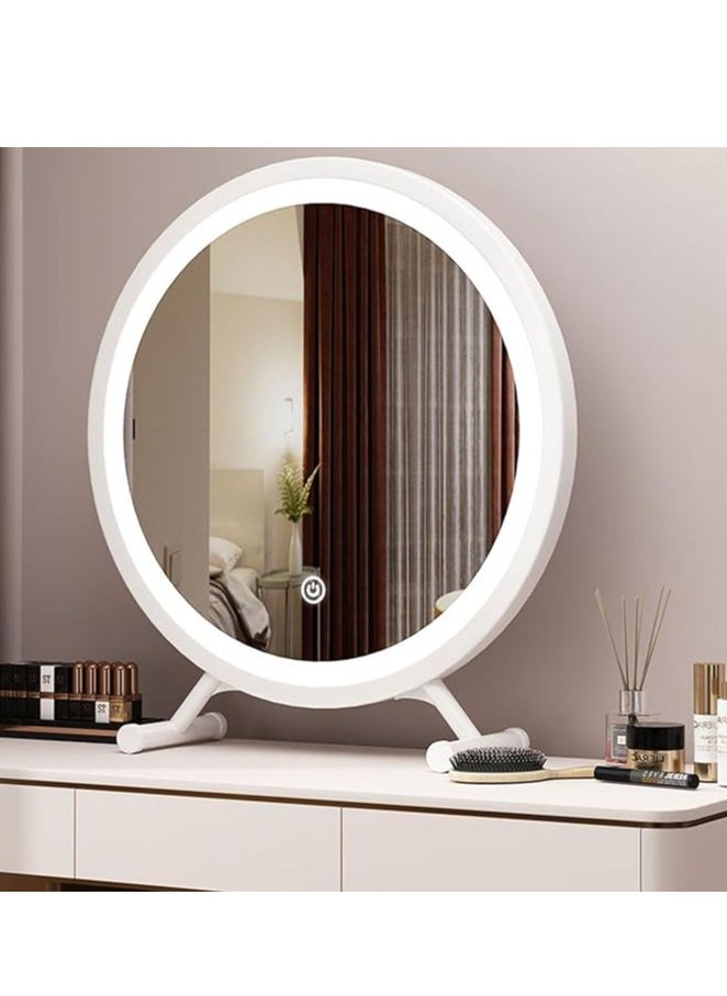 Vparty - 18" LED Round Mirror with Adjustable Touch Controls – 3-Color Lighting for Makeup, Skin Care, Personal Grooming, Vanity Mirror, Clear Reflection, Dimmable LED Lights, Ideal for Bathroom, Bedroom, and Beauty Routine - Image 1