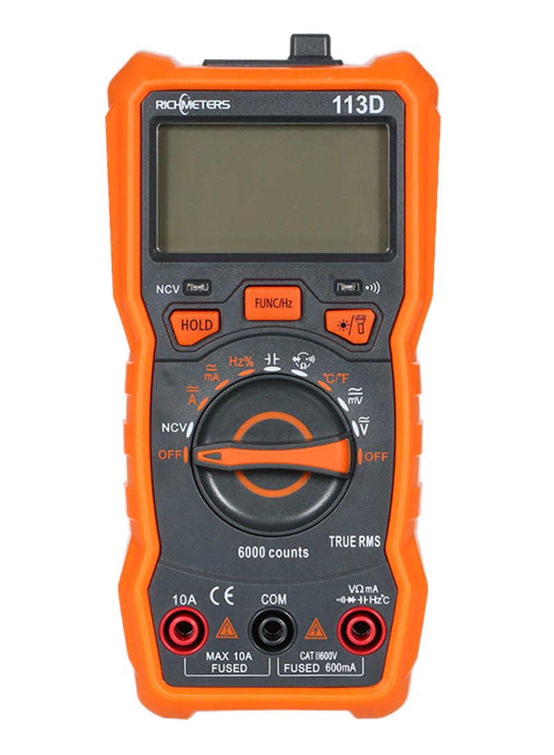 RICHMETERS RM113D NCV رقمي متعدد 6000 التهم تتراوح السيارات AC / DC الجهد قياس درجة الحرارة متر فلاش ضوء الخلفية شاشة كبيرة مع شفط مغناطيسي  - Image 3