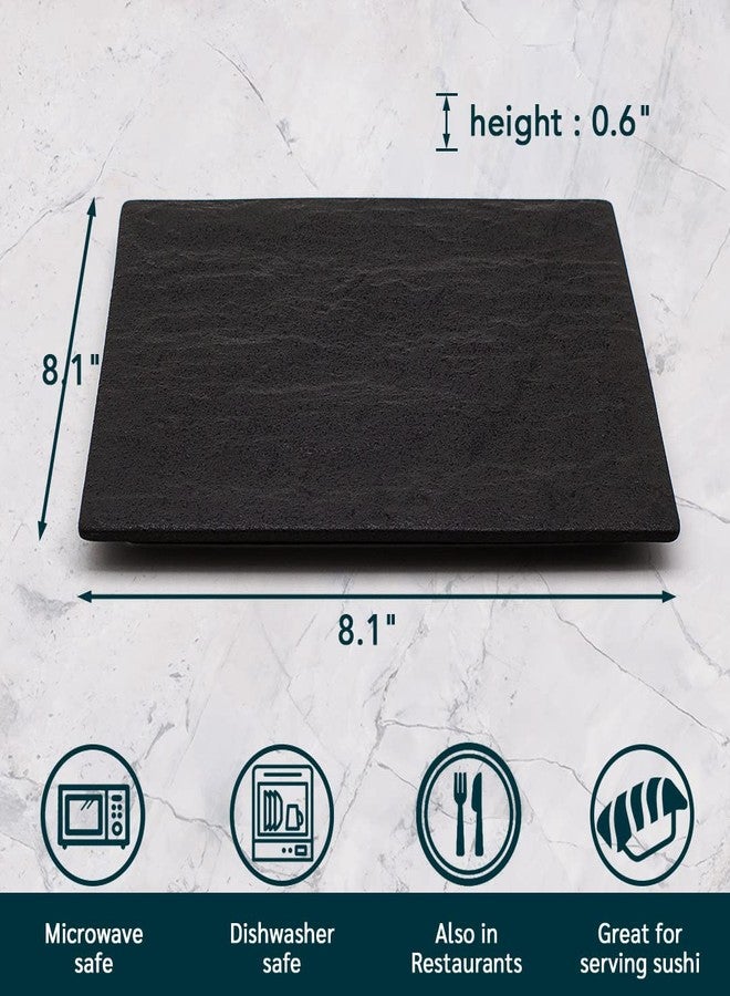TIKUSAN Serving Platters Sushi Plate Set of 2 Square Plates Made in Japan Ceramic Plates for Dinner Party Restaurant for Appetizer Meat Dessert (Black) - Image 3