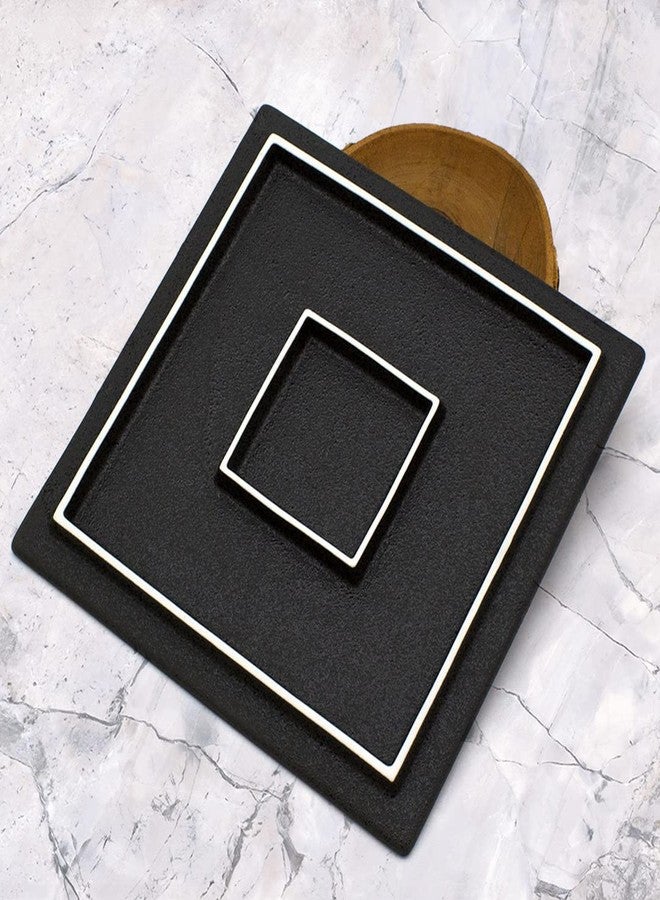 TIKUSAN Serving Platters Sushi Plate Set of 2 Square Plates Made in Japan Ceramic Plates for Dinner Party Restaurant for Appetizer Meat Dessert (Black) - Image 5