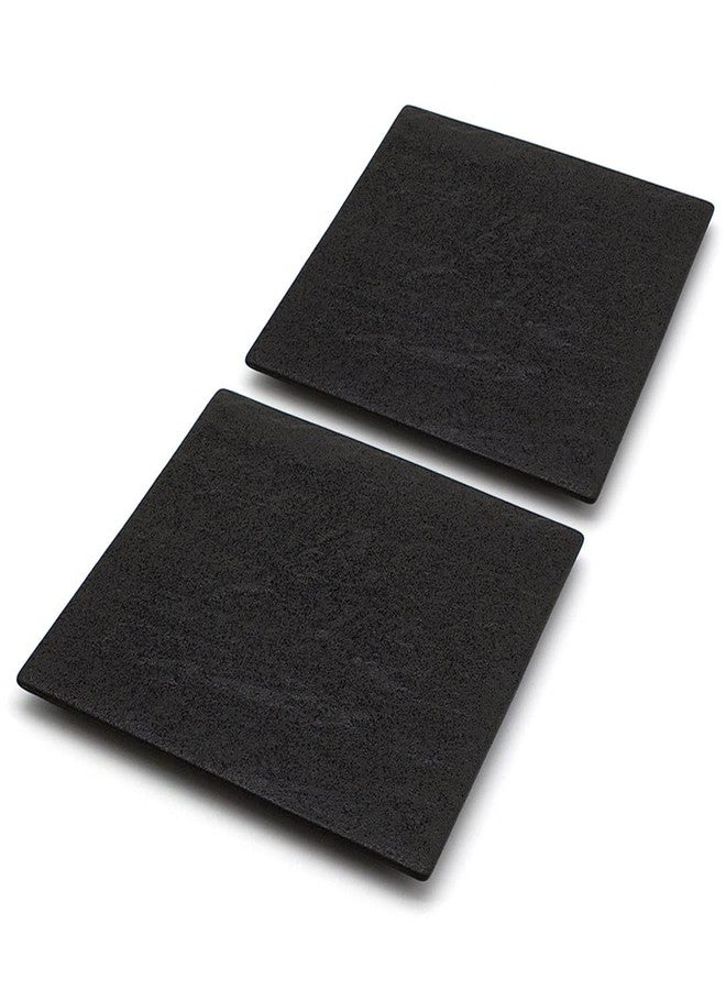 TIKUSAN Serving Platters Sushi Plate Set of 2 Square Plates Made in Japan Ceramic Plates for Dinner Party Restaurant for Appetizer Meat Dessert (Black) - Image 1