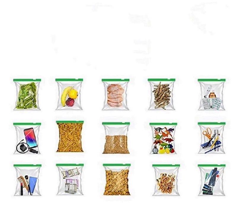 VONITY Zip Bags Fridge Storage Bags Vegetables Bags Fridge Organizer Pack of for Fridge Food Cover Microfiber Reusable Bag Multipurpose Zipper Bag for Fruits and Vegetables Assorted pack of 20 - Image 2