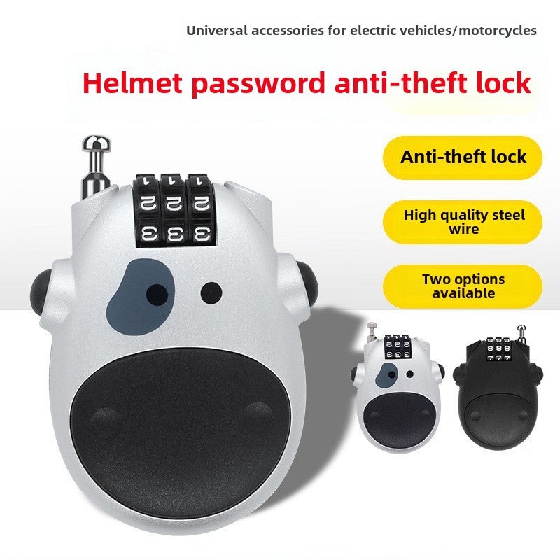 Motorcycle helmet lock telescopic steel wire rope password lock electric bicycle anti-theft fixed cow padlock luggage lock(C32 military green wire rope lock 4-digit password) - Image 2
