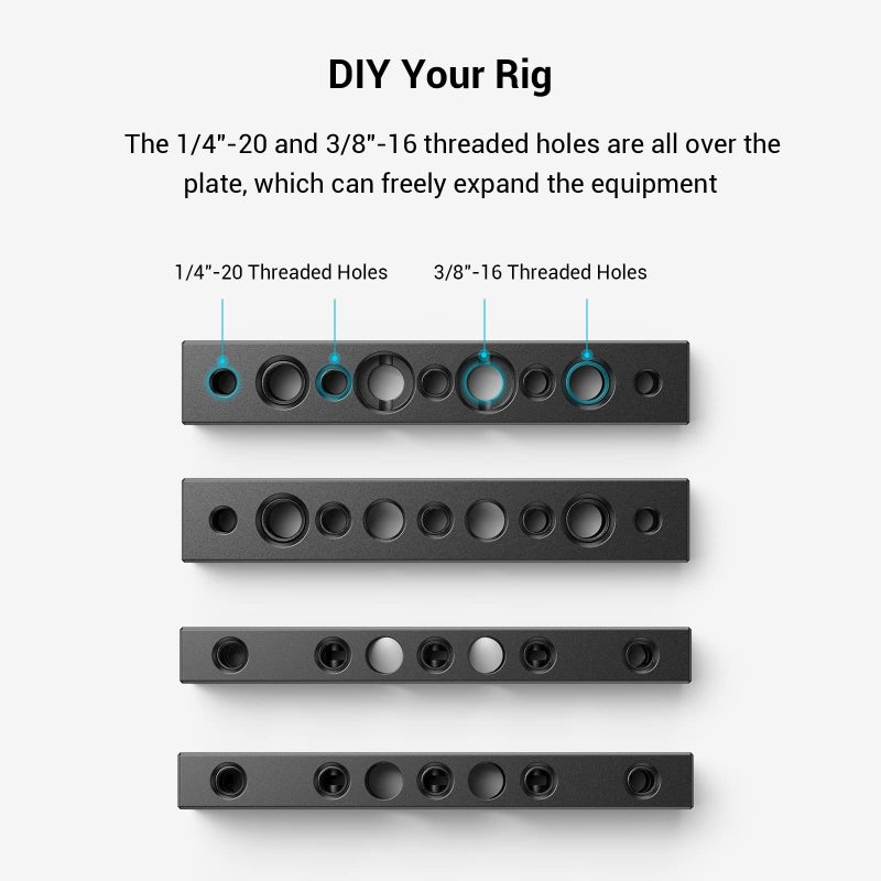SmallRig Cheese Plate with Multiple Threaded Holes,Cheese Bar for Monitor Mount, DIY Camera Accessories - 1091 - Image 2