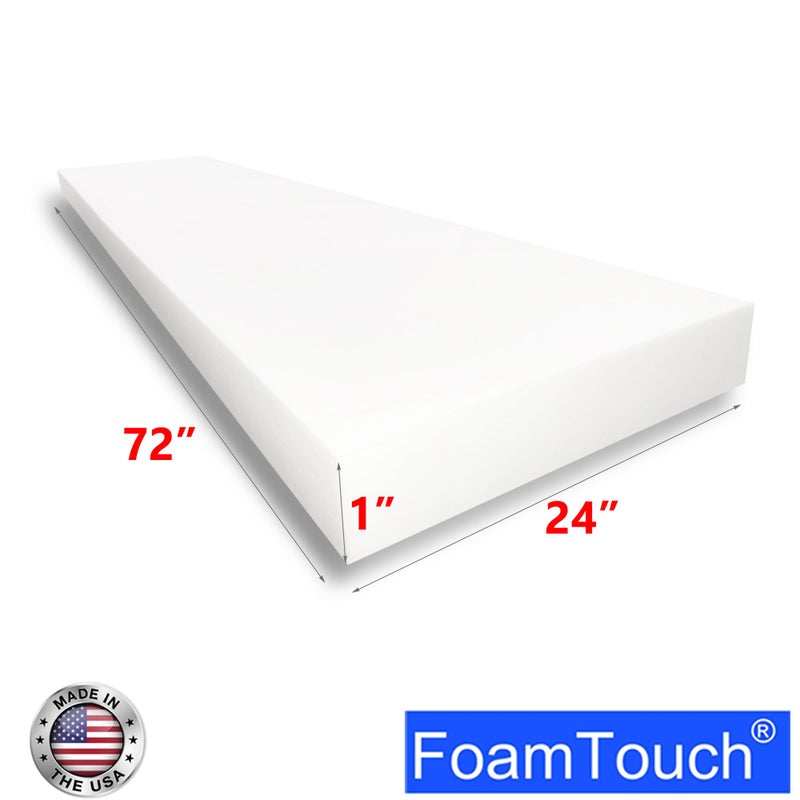 FoamTouch High Density Upholstery Foam (1" x 24" x 72"), 1.79LB Density-45LB ILD, Made in USA â€“ Ideal for Couch Cusions, Chair Cushions, Bench Cushions and Varity of Upholstery Projects - Image 2