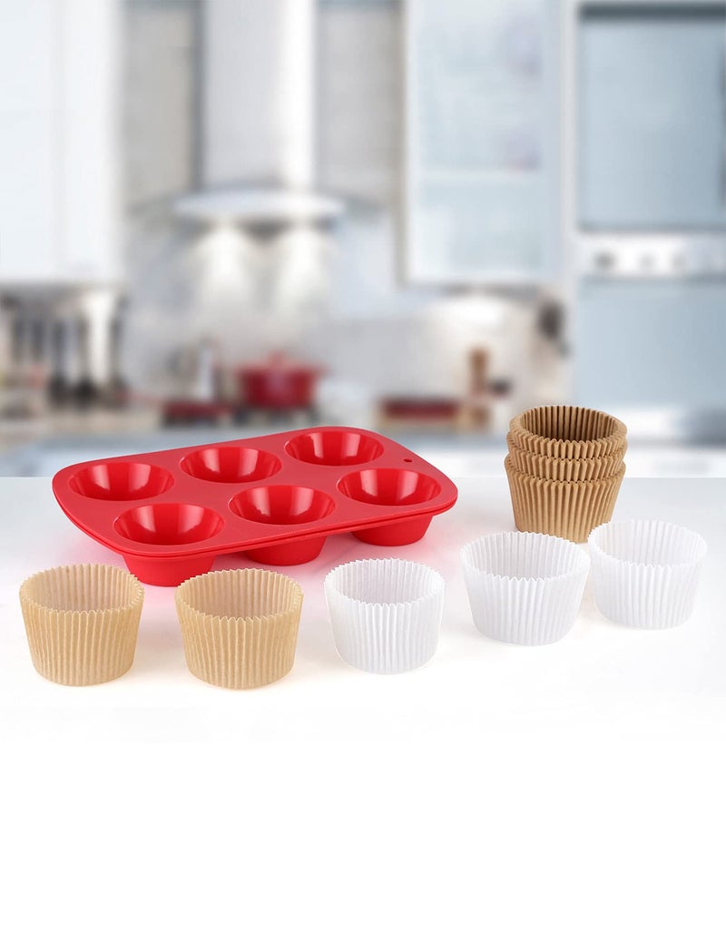 Gifbera Jumbo Cupcake Liners Greaseproof Paper 200 Count - Food Grade Odorless Muffin Baking Cups Cupcake Wrappers for Wedding Birthday, Natural - Image 3