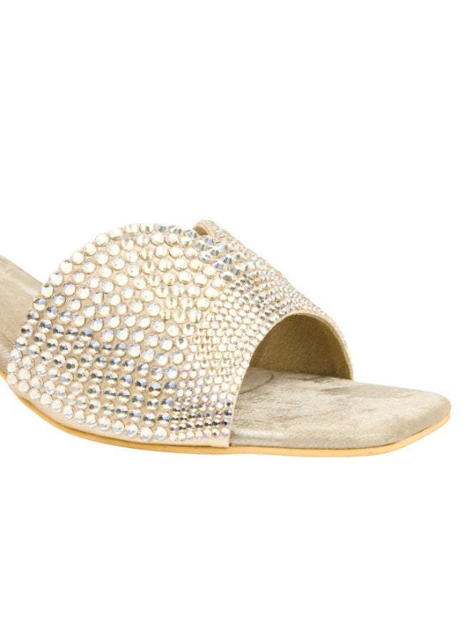 Dollar's Fashion Amina Women Heels, Synthetic Leather Block Heel Sandals, Embellished Upper Slip On Design, Dressy Party Heels for Women, Occasion Footwear - Image 4
