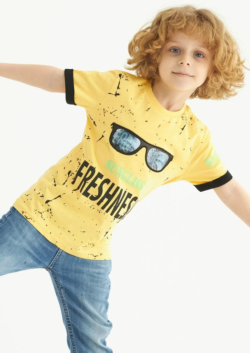 Zepkids Boy Sunglass Freshness Printed T-shirt 3-7 Years Old