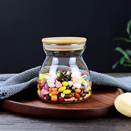 MARTVIA Glass Food Storage Containers with Airtight Bamboo Lid, Thickened Coffee Storage Jars for Home Kitchen, Pantry Tea, Spices, Snack,Salt,Grains,Pasta (Round 650ML, Set of 6) - Image 1