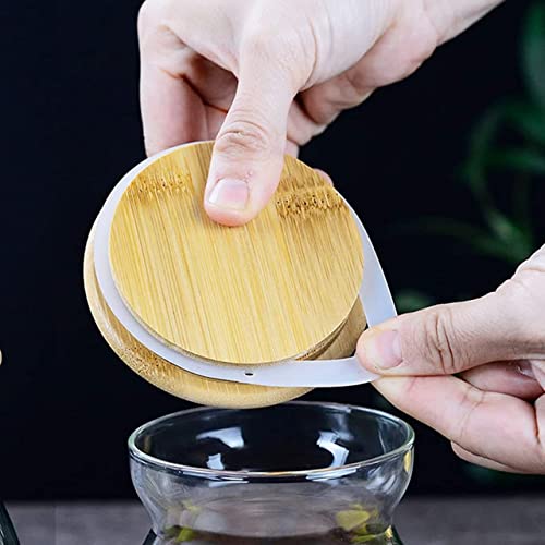 MARTVIA Glass Food Storage Containers with Airtight Bamboo Lid, Thickened Coffee Storage Jars for Home Kitchen, Pantry Tea, Spices, Snack,Salt,Grains,Pasta (Round 650ML, Set of 6) - Image 3