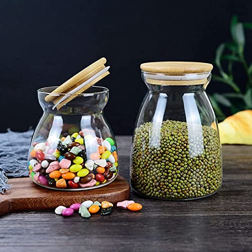 MARTVIA Glass Food Storage Containers with Airtight Bamboo Lid, Thickened Coffee Storage Jars for Home Kitchen, Pantry Tea, Spices, Snack,Salt,Grains,Pasta (Round 650ML, Set of 6) - Image 2