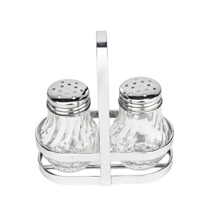 Cuisine Art Soda Lime Glass Salt Set with Stand, 50ml, 2 Pieces, Transparent - Image 1