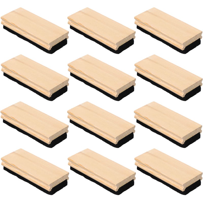 Marspark Felt Campus Style Erasers, Cleaner Dusters Felt Chalkboard Eraser for Kids Wood Chalk Eraser for Chalkboard Cleaners Dusters for Markers White Black Boards Paint School Students Teachers (12) - Image 1