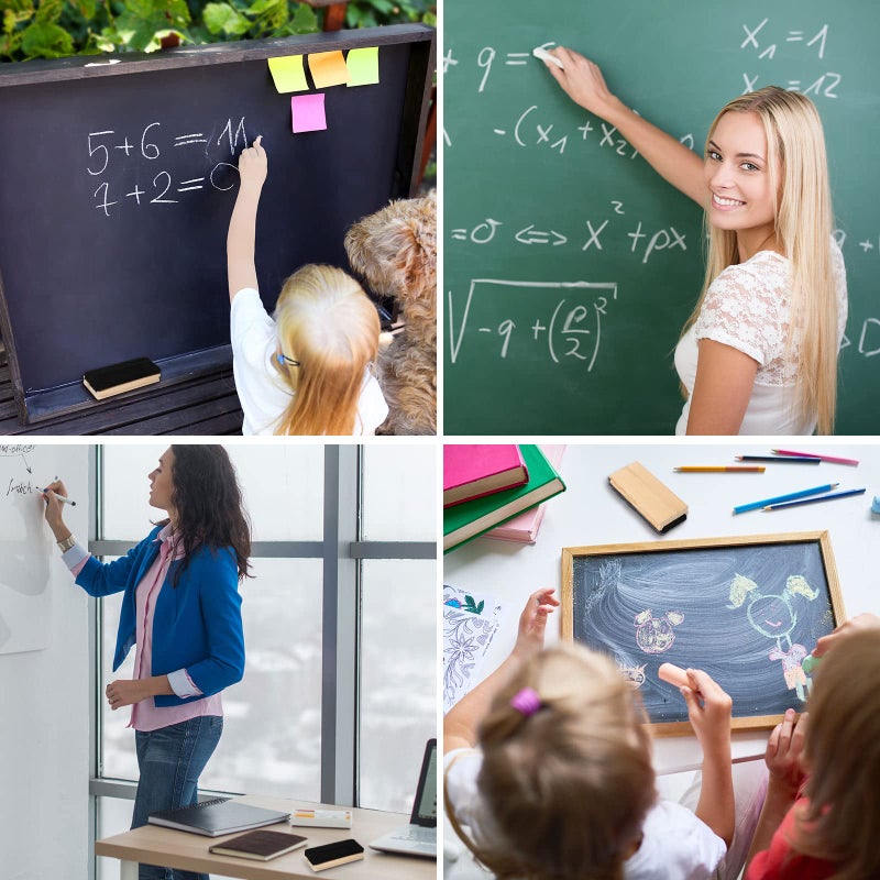 Marspark Felt Campus Style Erasers, Cleaner Dusters Felt Chalkboard Eraser for Kids Wood Chalk Eraser for Chalkboard Cleaners Dusters for Markers White Black Boards Paint School Students Teachers (12) - Image 5