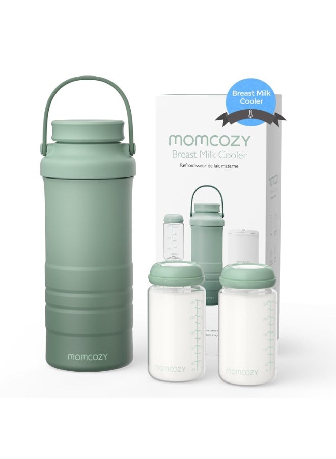 Momcozy Portable Breast Milk Cooler Larger Capacity Travel Breastmilk Chiller With 2 Piece Baby Bottles - Image 1