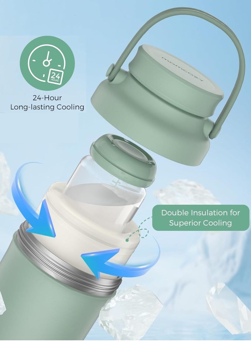 Momcozy Portable Breast Milk Cooler Larger Capacity Travel Breastmilk Chiller With 2 Piece Baby Bottles - Image 2