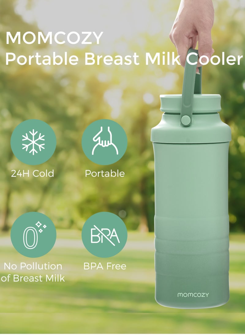 Momcozy Portable Breast Milk Cooler Larger Capacity Travel Breastmilk Chiller With 2 Piece Baby Bottles - Image 3