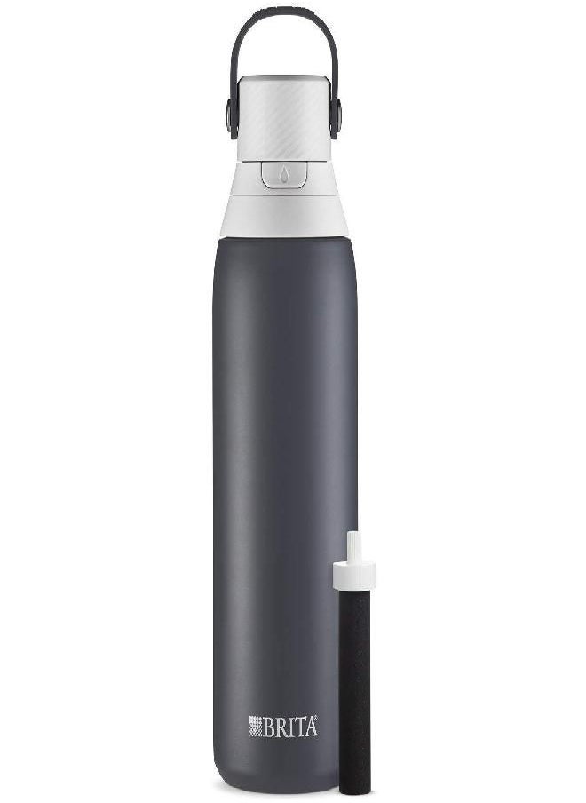 BRITA Brita Insulated Filtered Water Bottle with Straw, Reusable, BPA Free Plastic, Carbon, 26 Ounce  - Image 1