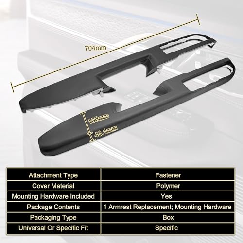 KAIRAY 80994 Driver & Passenger Side Front Armrest, Door Panel Compatible with Chevy Silverado Avalanche Suburban GMC Sierra 2010-2014, Door Release Handle Above Armrest 27 in, Black GM# 84127280 - Image 3