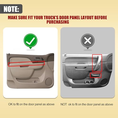 KAIRAY 80994 Driver & Passenger Side Front Armrest, Door Panel Compatible with Chevy Silverado Avalanche Suburban GMC Sierra 2010-2014, Door Release Handle Above Armrest 27 in, Black GM# 84127280 - Image 4