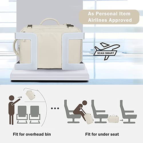 Hanples Large Travel Backpack for Women, 40L Carry on Luggage Backpack, College Laptop Backpack Airline Approved Business Work Bag Fits 17 Inch Computer for Men with 2 Toiletry Bags (Beige) - Image 3